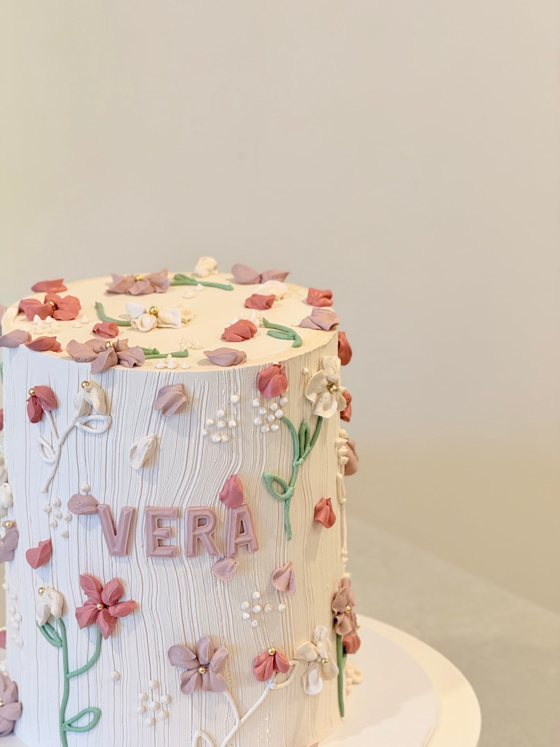 Vera elegant floral celebration cake — custom cake Melbourne by Bakeology Studios