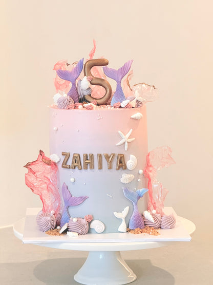 Mariana close-up — pearl and seashell detail on pastel buttercream, handcrafted in Burwood East Melbourne