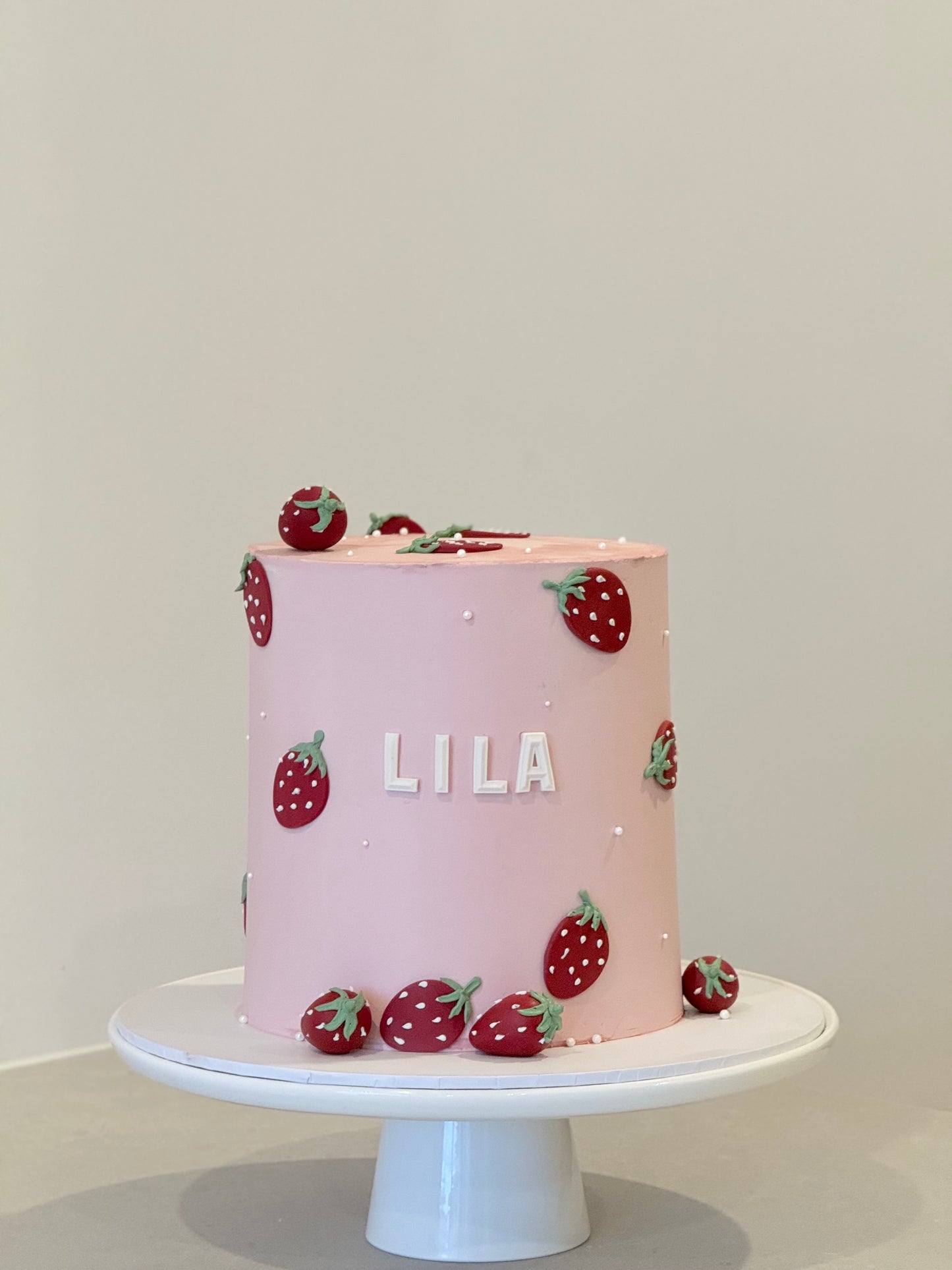 Lila close-up detail — strawberry and pink buttercream piping, handcrafted in Burwood East Melbourne
