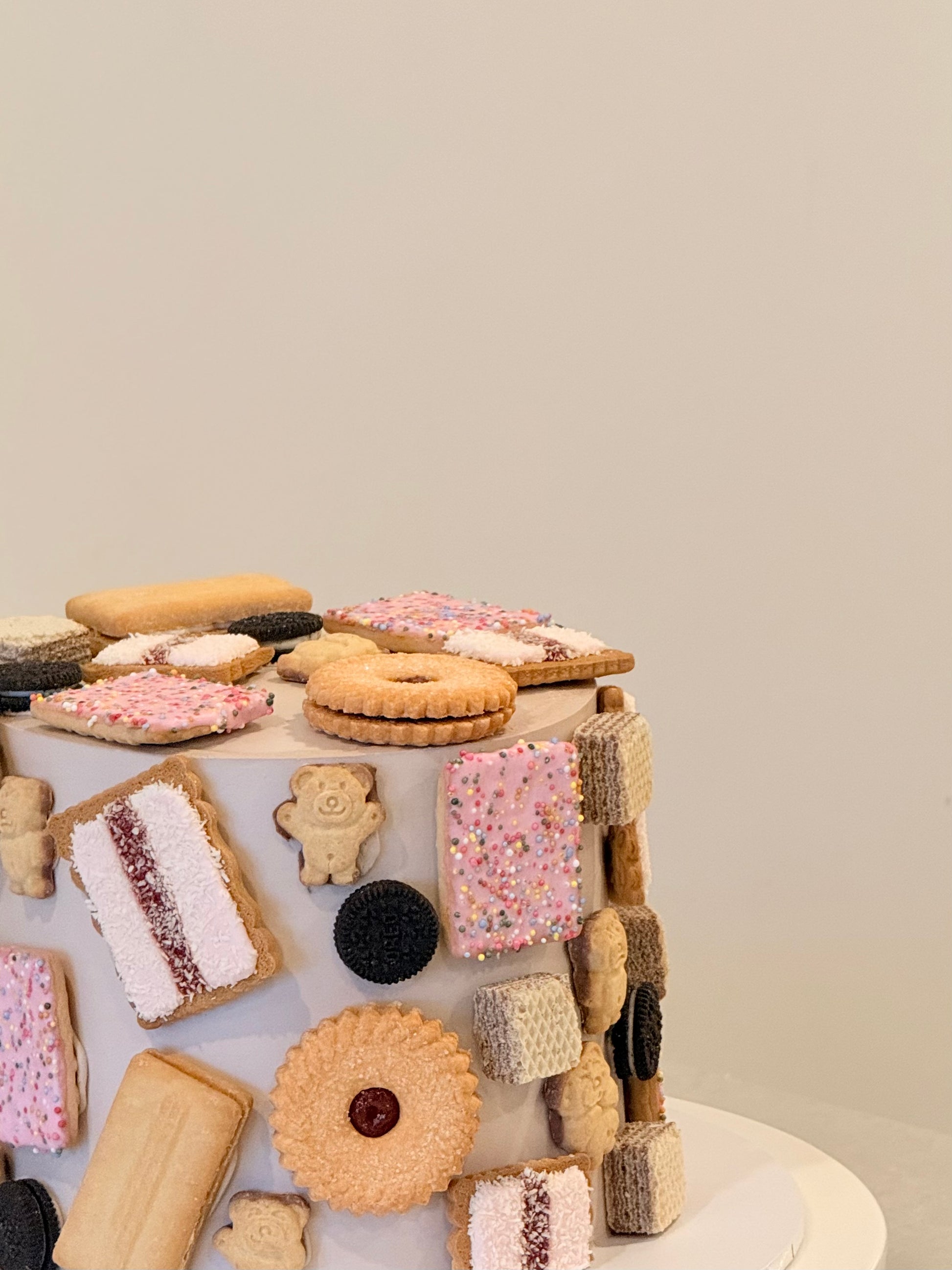 Betty's Biscuit Tin close-up — hand-decorated biscuit detail, made in Burwood East Melbourne
