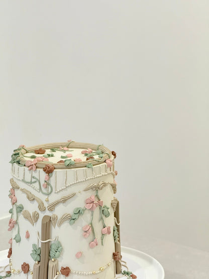 Cleo close-up piping detail — architectural vintage buttercream cake handcrafted Bakeology Studios Burwood East