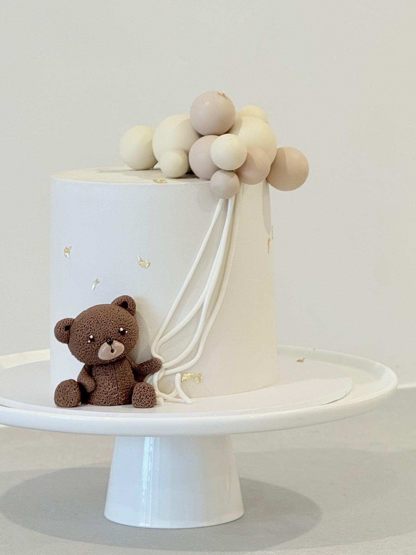 Finn close-up detail — sculpted teddy bear and balloon birthday cake handcrafted Bakeology Studios Burwood East