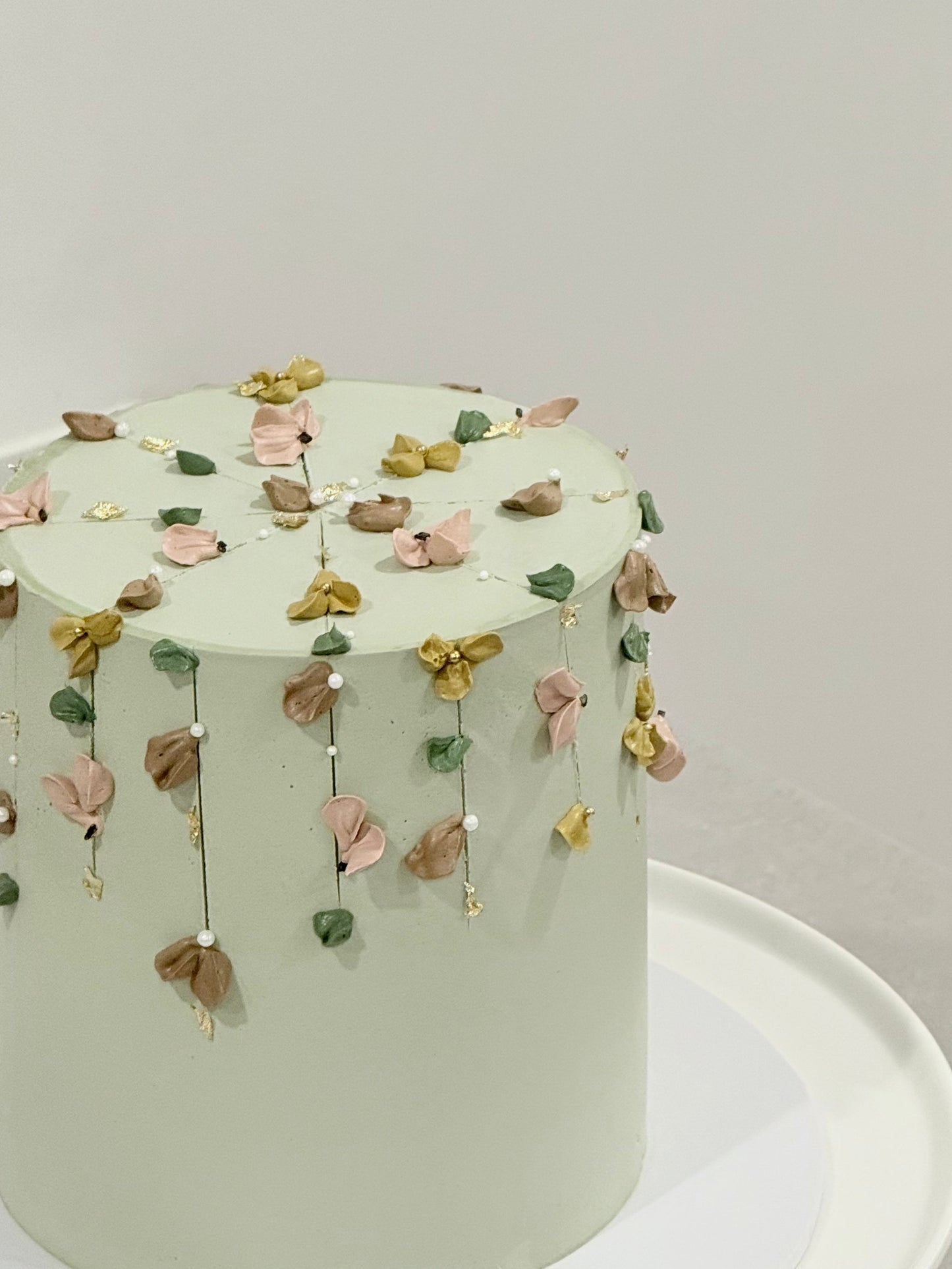 Etta floral cake detail — delicate buttercream flowers Melbourne studio