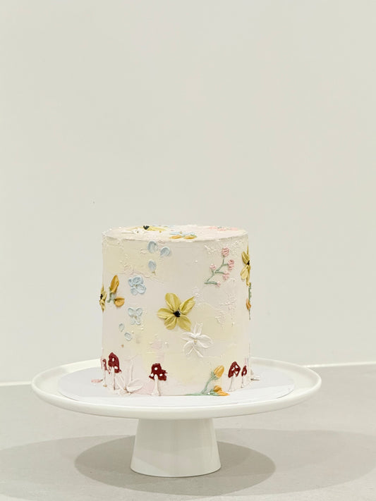 Ophelia floral cake side detail — buttercream blooms handcrafted in Melbourne