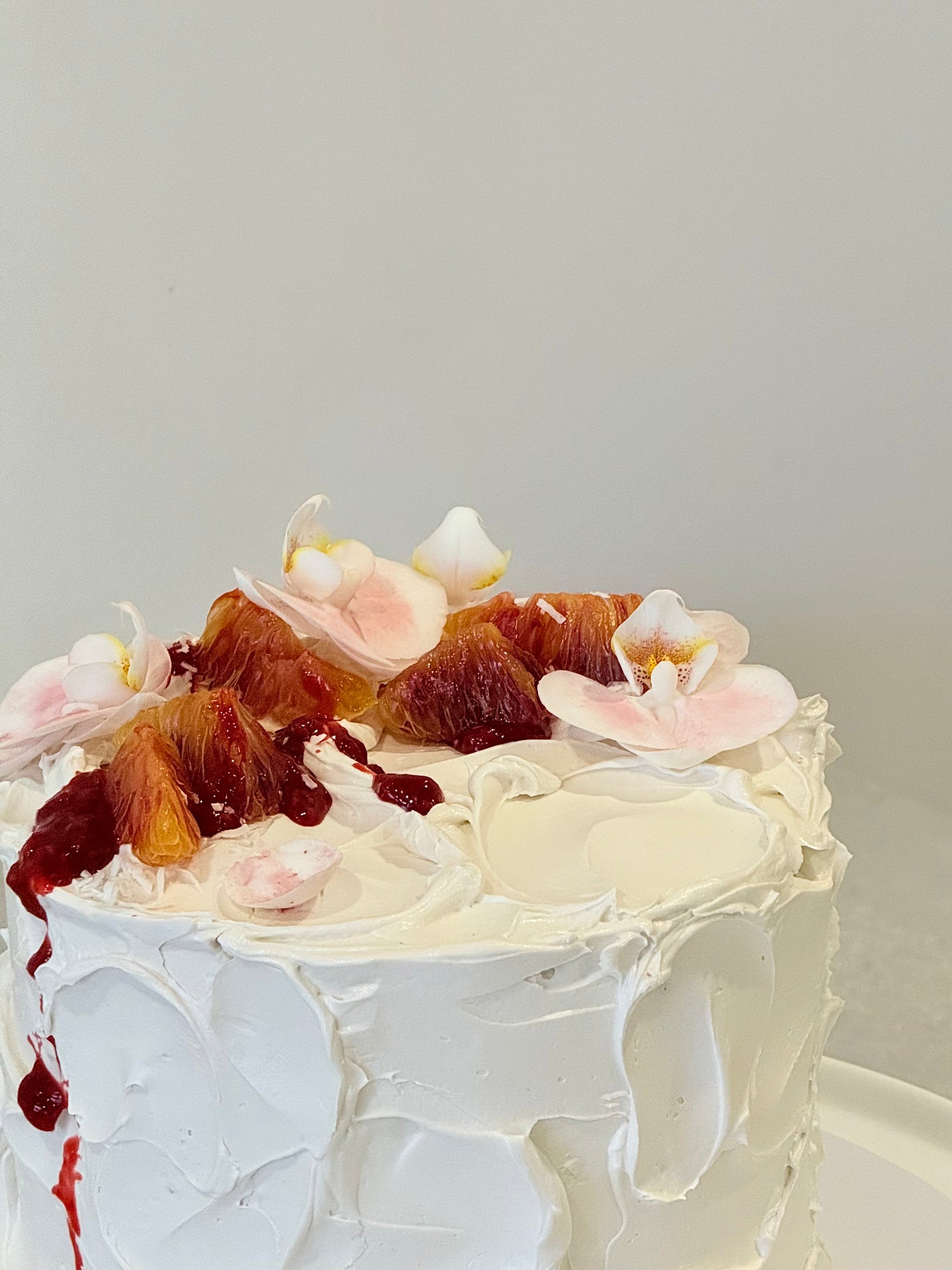 Handcrafted rustic textured buttercream celebration cake with berry compote — Bakeology Studios Burwood East